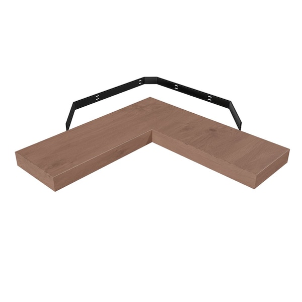 Designs Of Distinction 10" X 30" X 30" Furniture Grade Corner Floating Shelf - Red Oak 01MFL103030AK1 - main